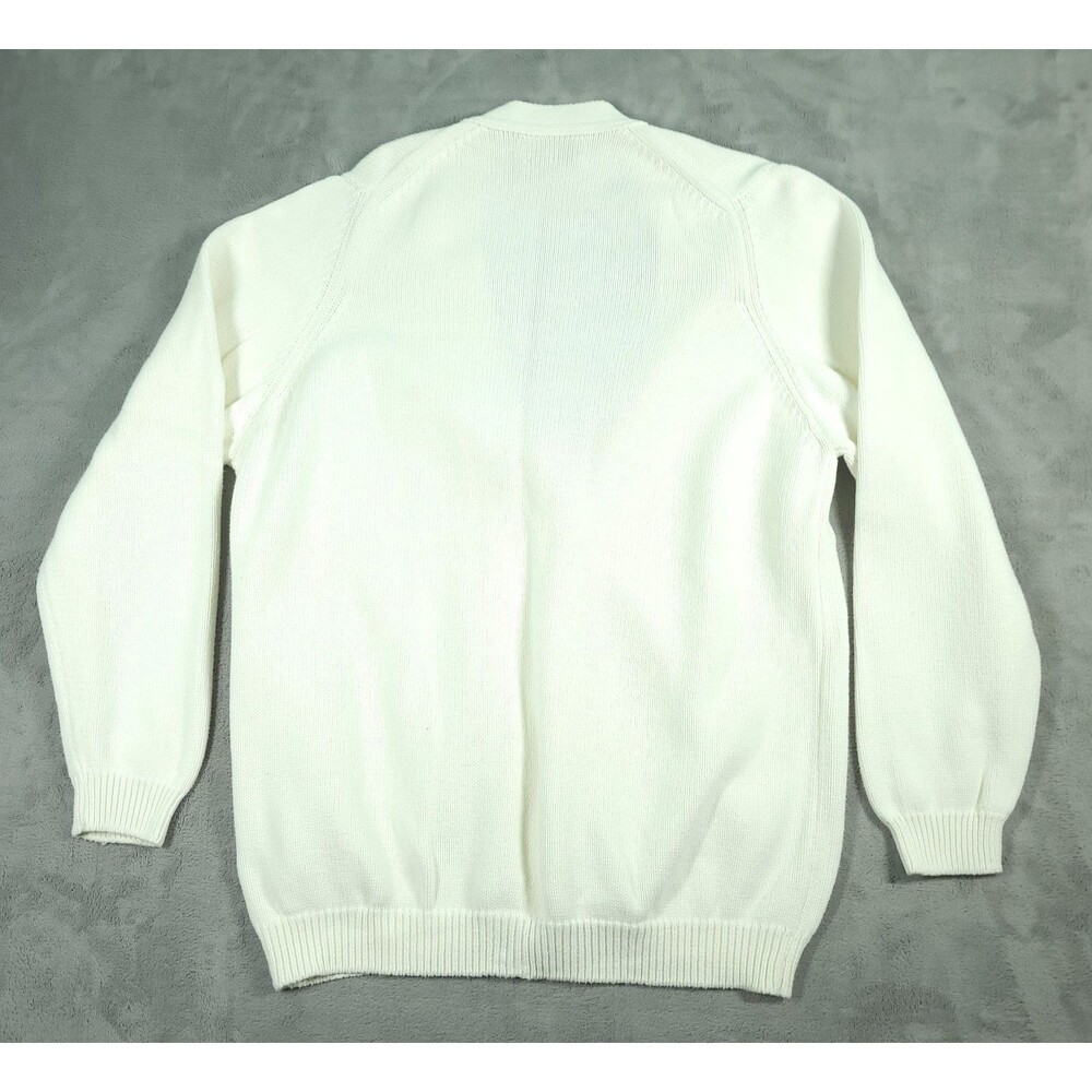 VINTAGE Lands End V-Neck Sweater Cardigan Womens Large White USA Preppy Retro - Picture 3 of 7